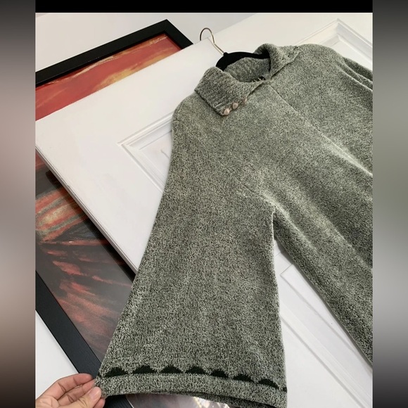 Gizel Womens Fuzzy Sweater One Size Green Dots Cozy 3/4 Sleeve - Picture 4 of 7